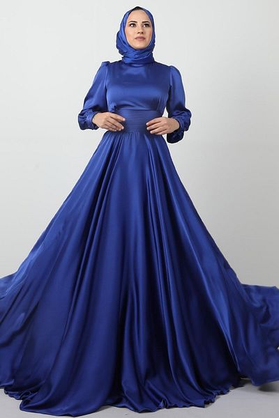 Giza Giyim Rochie de seara din satin plisata in talie Saks