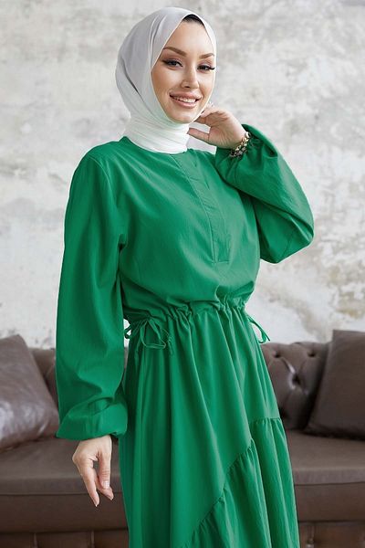 InStyle Weiches Ayrobin-Kleid Merya mit Tunnelgürtel – Dunkelgrün