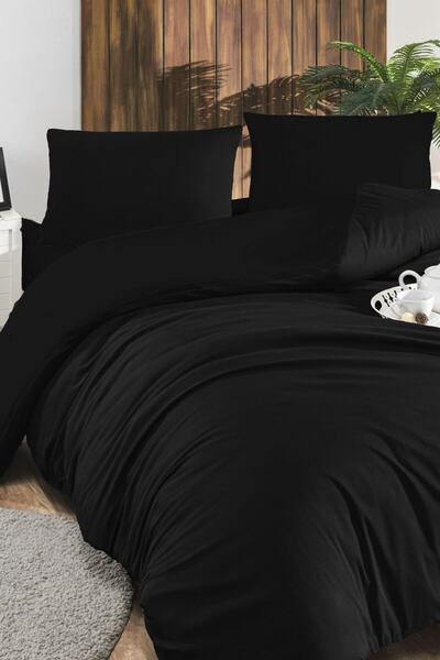 LIV CALISTA Σετ Παπλωματοθήκη 180x200 Battal Size Μαύρο Μονόχρωμο - Ελαστικό