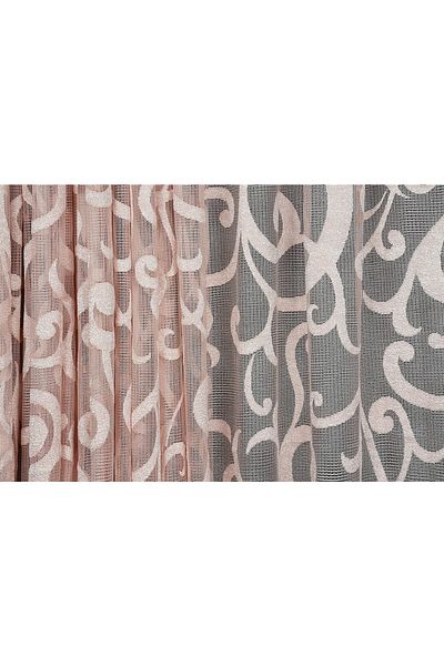 AKÇA TEKSTİL BIG WRAPY POWDER COLOR SINGLE WING Ready Planted Pleated Background Curtain 300*260 Cm