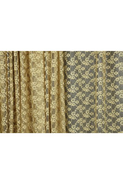 AKÇA TEKSTİL FLOWER MODEL GOLD COLOR SINGLE WING Ready planted Pleated Background Curtain 300*260 cm