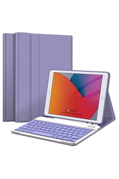 NovStrap Novstap Uyumlu  Ipad 7 8 9 Nesil 10.2 Inç Ile Uyumlu Bluetooth Klavyeli Kılıf Standlı Kalem Hazneli