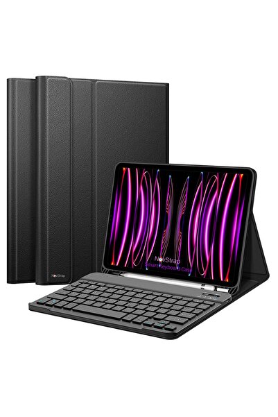 NovStrap Apple Ipad Pro 12.9 2020 2021 2022 4/5/6 Nesil Uyumlu Bluetooth Klavyeli Tablet Kılıfı