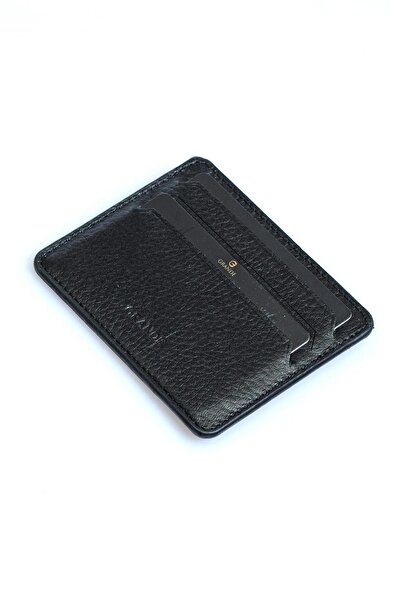 Grande Θήκη κάρτας 530 εκατό τοις εκατό από γνήσιο δέρμα ΜΑΥΡΟ