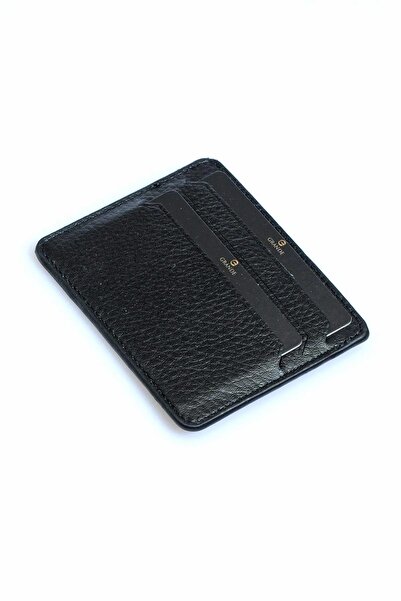 Grande Θήκη κάρτας 530 εκατό τοις εκατό από γνήσιο δέρμα ΜΑΥΡΟ