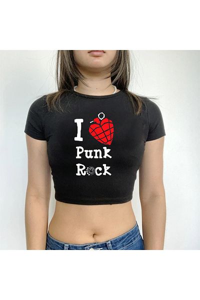 Touz Blunt Blunt I Love Punk Rock Black Crop