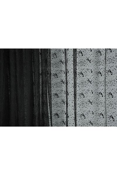 AKÇA TEKSTİL BIRD MODEL BLACK COLOR SINGLE WING Ready planted Pleated Background Curtain 300*260 cm