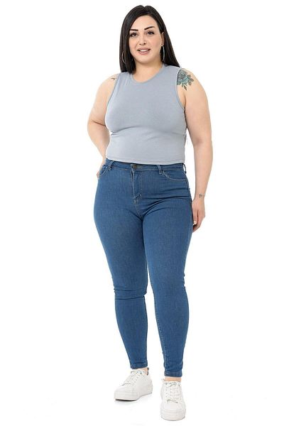 DISENTIS MODEST Plus Size Crew Neck Sleeveless Crop Viscose Light Gray Body