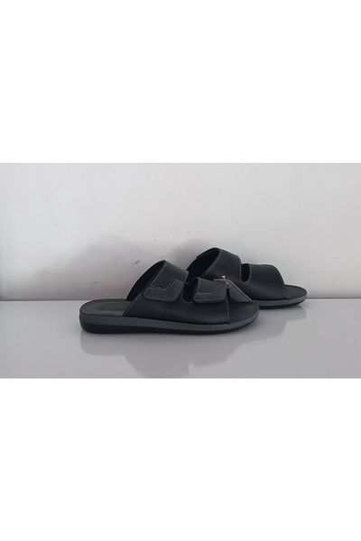 GEZER Black Gezer 15086 Striped Soft Sole Stylish Men's Slippers