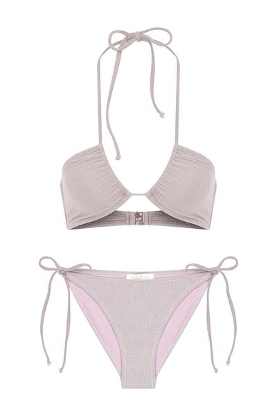 AQUELLA Halter Neck Shiny Glitter Lilac Bikini Set