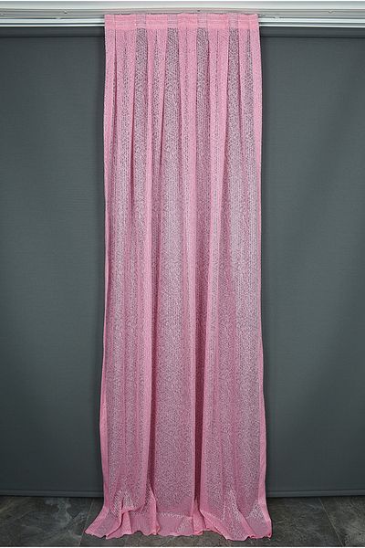 AKÇA TEKSTİL STRIPED MODEL PINK COLOR SINGLE WING Ready planted Pleated Background Curtain 75*260 cm