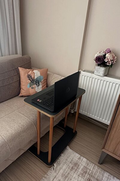 Evnalia Ahşap Ayaklı Ahşap Tabla C-Sehpa Zigon Yan Koltuk Laptop Servis Sehpa...