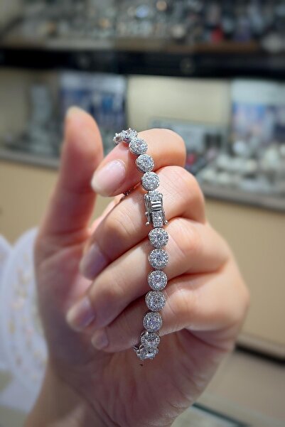 Erer Gümüş Gümüş taşlı kutu kilitli bileklik pr2523d2