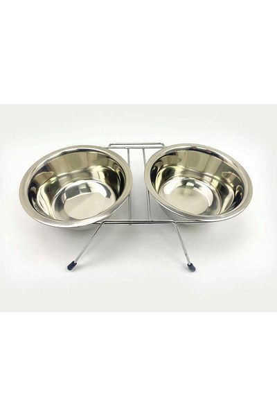 PLAYFULL وعاء طعام مزدوج مطلي بالكروم سعة 64 أونصة (SWT2401) (DDWF2B-CP-2 QT)159079