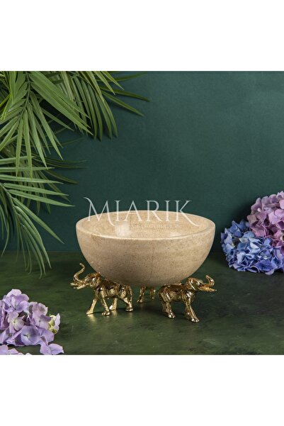 MIARIK DESIGN & DEKORASYON Mermer Pirinç Fil Ayaklı Mermer Kase