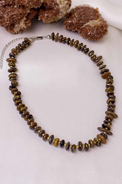 Dünya Doğal Taş Kaplan Gözü Taşı Kolye