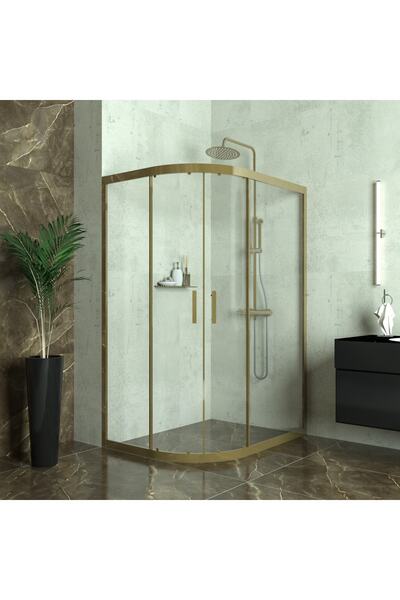 TEKNO DUŞ DUŞAKABİN TEKNE VE KÜVET SİSTEMLERİ BRONZE SİRİUS 6mm Şeffaf Cam Asimetrik Oval Duşakabin
