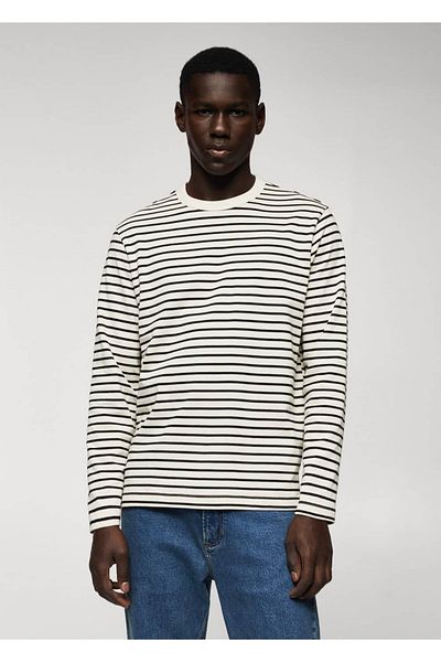 MANGO Man Striped long-sleeved T-shirt