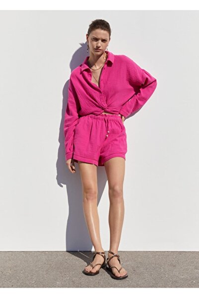 MANGO Woman Düğüm detaylı dokulu gömlek