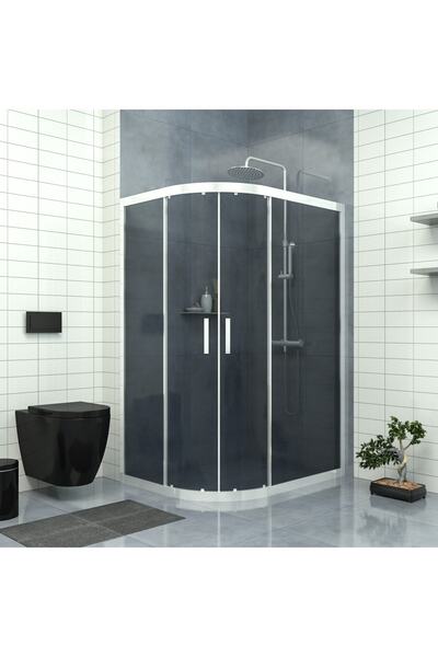 TEKNO DUŞ DUŞAKABİN TEKNE VE KÜVET SİSTEMLERİ SİLVER SİRİUS 6mm Füme Cam Asimetrik Oval Duşakabin