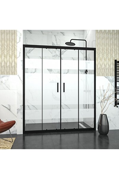 TEKNO DUŞ DUŞAKABİN TEKNE VE KÜVET SİSTEMLERİ BLACK CASTOR 6mm Kumlamalı Cam ...