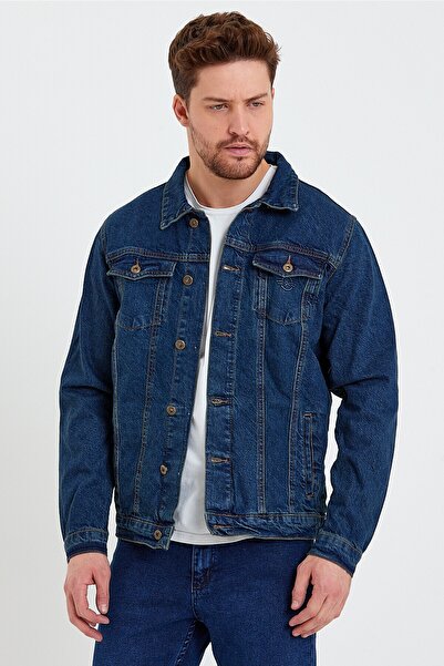 İMPOSİNG Ανδρικό κλασικό μπλε τζιν παλτό Crix Regular Fit 100% βαμβακερό