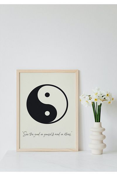 Hiruko Tasarım Atölyesi Ξύλινος Πίνακας Premium Yin Yang Motto Σειρά No:9