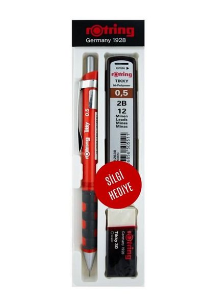 Rotring ROTRING TİKKY 0.5 mm NIB PEN + NIB AND ERASER GIFT SET - RED
