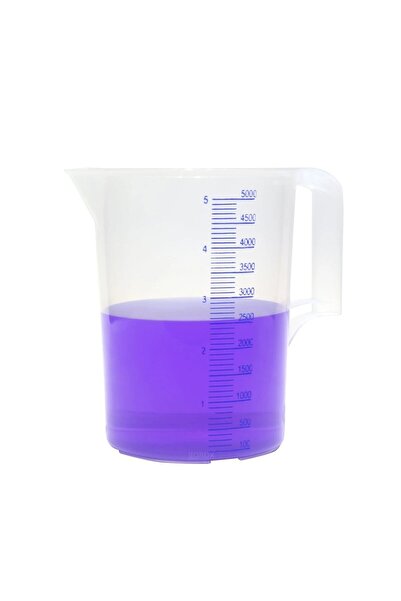 Zürih Ticaret Kulplu Plastik Beher 5 Litre - Kabartma Skalalı Ölçü Kabı - Bpa...