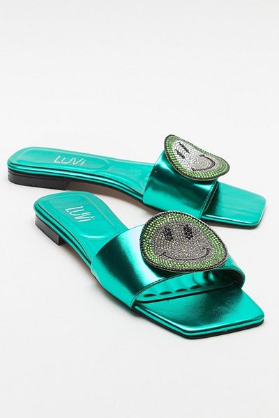 LuviShoes Γυναικείες παντόφλες YAVN Green Stone