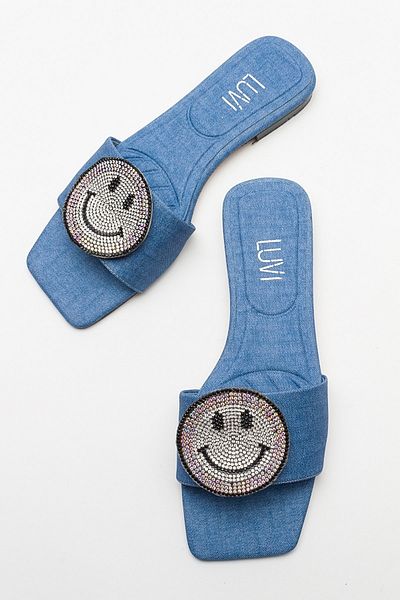 LuviShoes Papuci de damă YAVN Denim Blue Stone