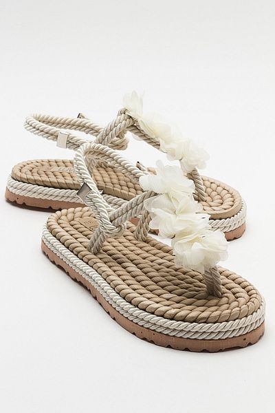 LuviShoes Dámské sandály SANTRA Beige Flip Flops