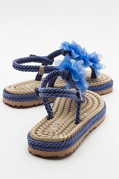 LuviShoes Sandale de damă SANTRA Denim Blue Flip Flops