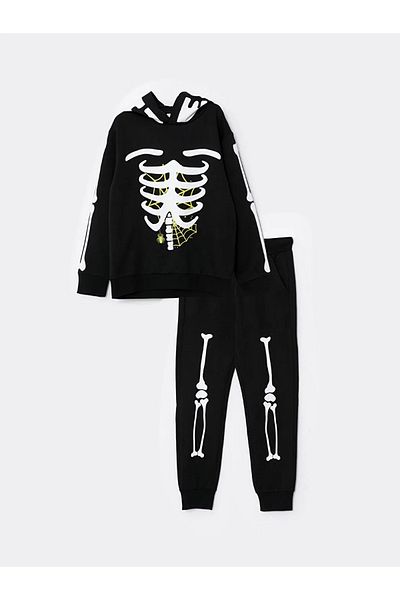 LC Waikiki LCW Kids Boys Sweatshirt and Sweatpants - Hooded, Long Sleeve, Printed