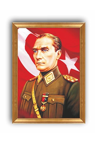 beedene Askeri Üniformalı Atatürk Portresi Çerçeveli Makam Tablo