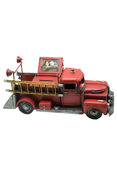 AKSDEKO Dekoratif Çerçeveli Kırmızı Metal Kumbaralı İftaiye Arabası