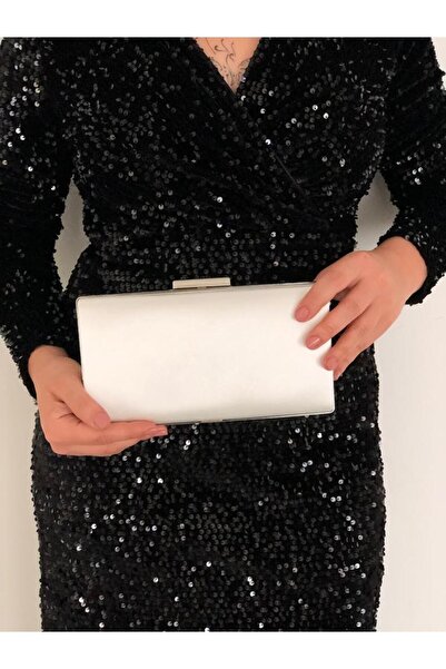 Sh Poly Βραδινή τσάντα φόρεμα από σατέν Mother of Pearl