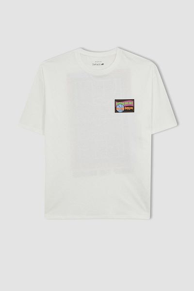 DeFacto Fit Oversize Fit Crew Neck Back Printed Short Sleeve T-Shirt A7053ax23hs