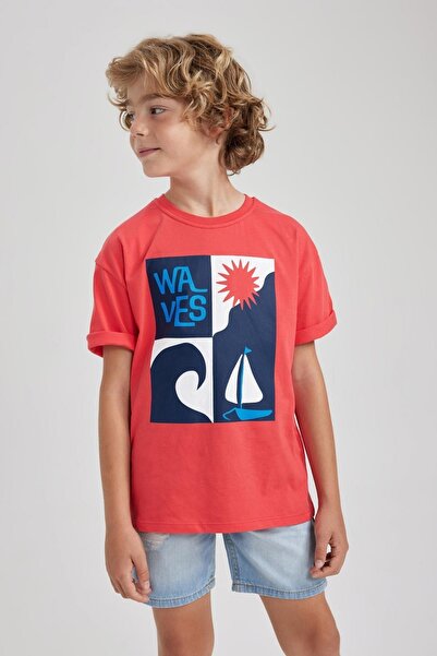 DeFacto Boy's Oversize Fit Crew Neck Printed Short Sleeve T-Shirt