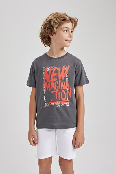 DeFacto Μπλουζάκι με κοντό μανίκι με εμπριμέ λαιμόκοψη A9310a823hs