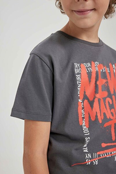 DeFacto Μπλουζάκι με κοντό μανίκι με εμπριμέ λαιμόκοψη A9310a823hs