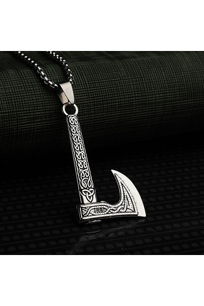 Viking Nordic Nordik Triquetra Steel Necklace, Stainless Gray