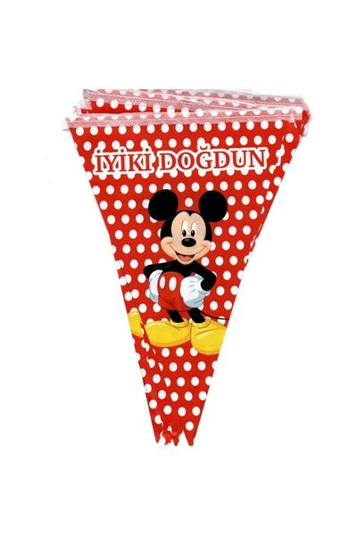 FOKUL Mickey Mouse Temalı Üçgen Flama Bayrak Doğum Günü Partisi