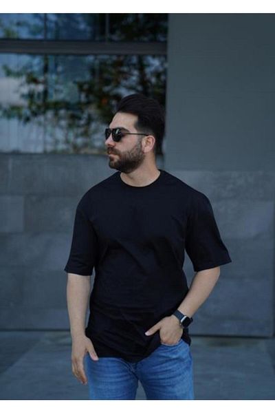 FATELLA MEN'S COMFORTABLE FIT SHORT SLEEVE BASIC CREW COLLAR OVERSIZE T-SHIRT
