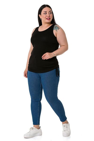 DISENTIS MODEST Large Size Thick Strap Viscose Black Body with Tunnels on the Sides