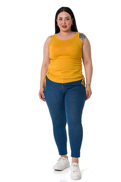 DISENTIS MODEST Plus Size Viscose Mustard Body with Thick Straps and Tunnels on the Sides