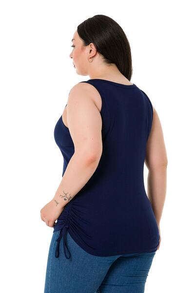 DISENTIS MODEST Large Size Thick Strap Viscose Navy Blue Body with Tunnels on the Sides