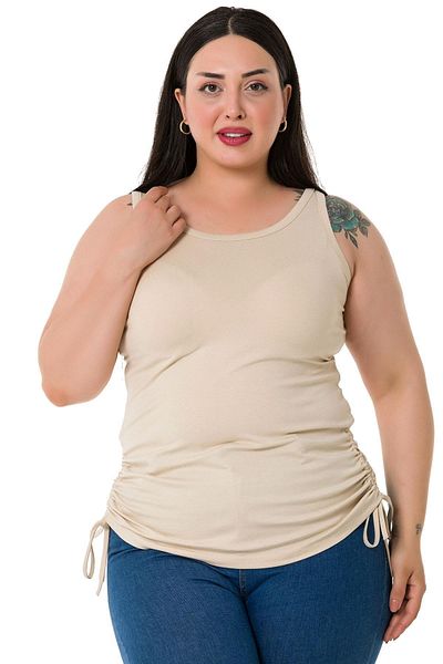 DISENTIS MODEST Plus Size Viscose Beige Body with Thick Straps and Tunnels on the Sides