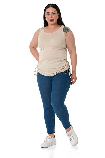 DISENTIS MODEST Plus Size Viscose Beige Body with Thick Straps and Tunnels on the Sides