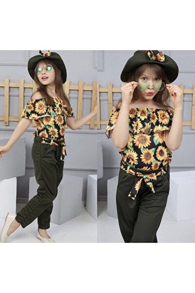 ALARA REYHAN Комплект для дівчинки з блузки з візерунком соняшників, штанів к...